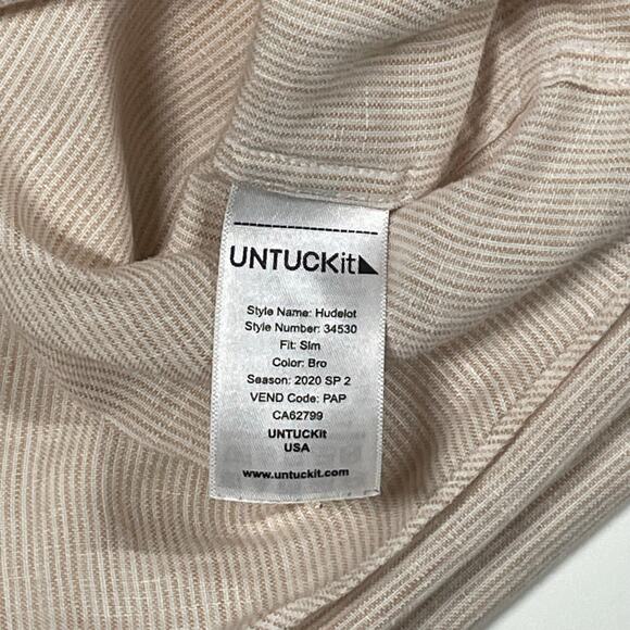 UNTUCKit Hudelot Slim Fit 100% Linen Button-Down Shirt L Orange Microstripe - Picture 9 of 10